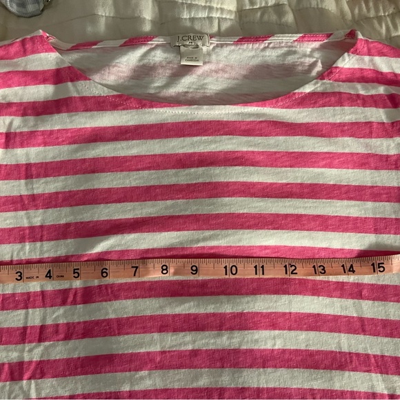 J Crew Factory Pink & White Cabana Stripe 3/4 Sleeve top 100% Cotton Size S/M - Picture 3 of 6